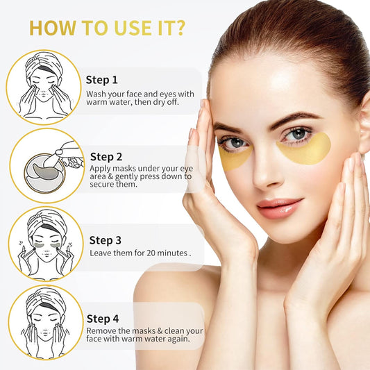 24K Gold Under Eye Mask – Collagen Gel Patches